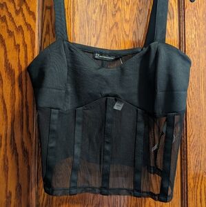 Black Corset Style New York and Company Top XL NWT